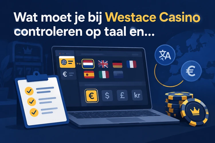 Wat moet je bij Westace Casino controleren op taal en valuta?